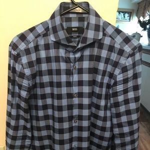 Hugo Boss slim fit blue check dress shirt - 15